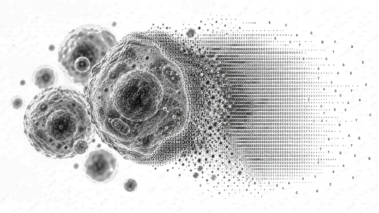 Cell dissolving into genetic code